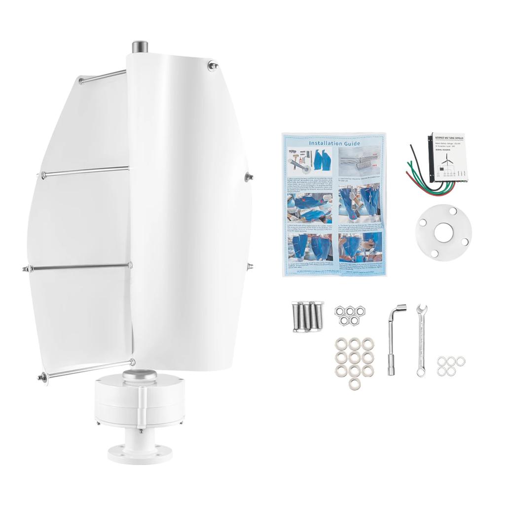 500W Wind Turbine, 12V IP67Wind Turbine Generator Kit,Vertical Axis Wind Turbine Generator w/Controller for Home, Boats, Cabins