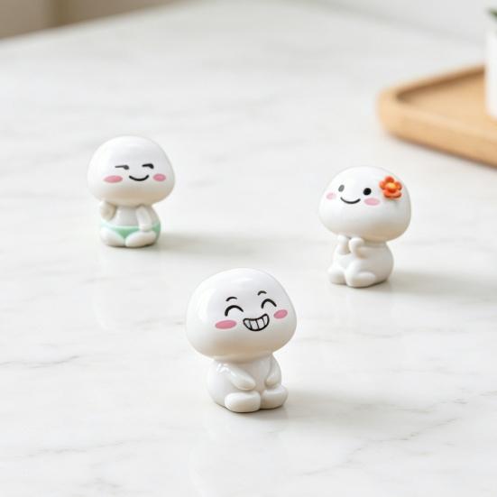 4 Pcs Mini Doll Figurine Tiny Cute Doll with Cartoon Expression for Fairy Garden Micro Landscape Plant Pots Bonsai Cake Topper Decor DIY Crafts