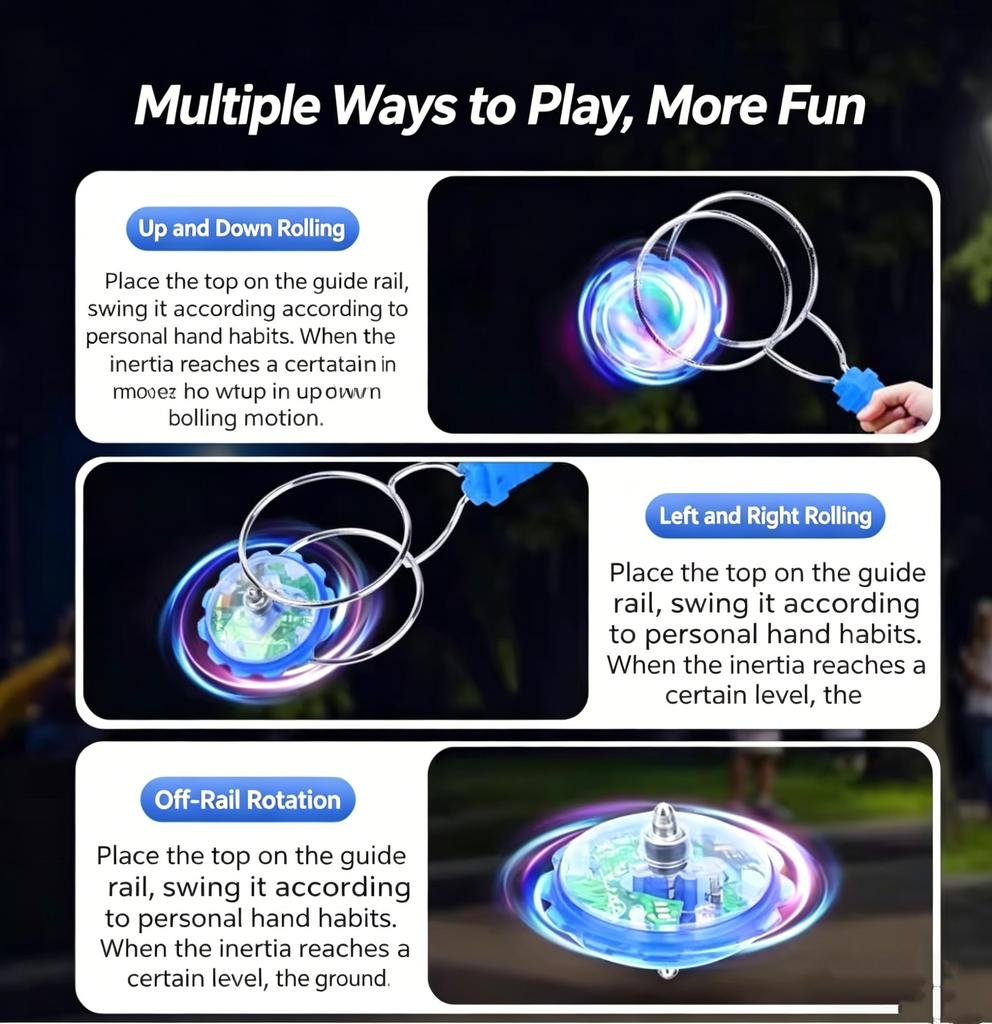 Hand Cranked Inertia Rotation Magic Flying Gyroscope Glowing Magnetic Track Kids Puzzle Stress Relief Educational Toy Gifts