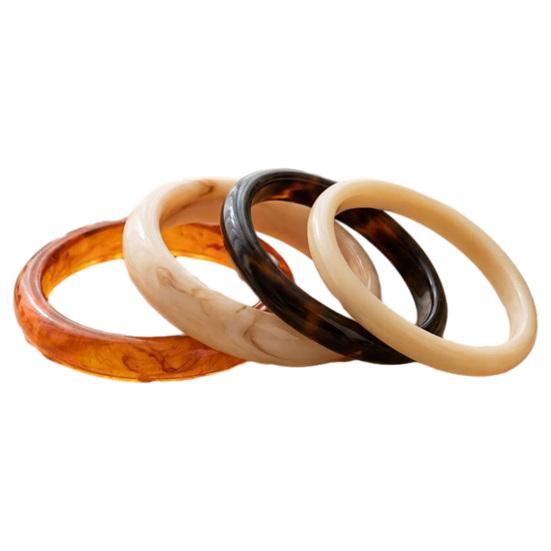 4Pcs/Set Retro Style Bangle Set, Lightweight Stackable Women Bracelets, Smooth Polished Surface Versatile Bangles for Daily Wear