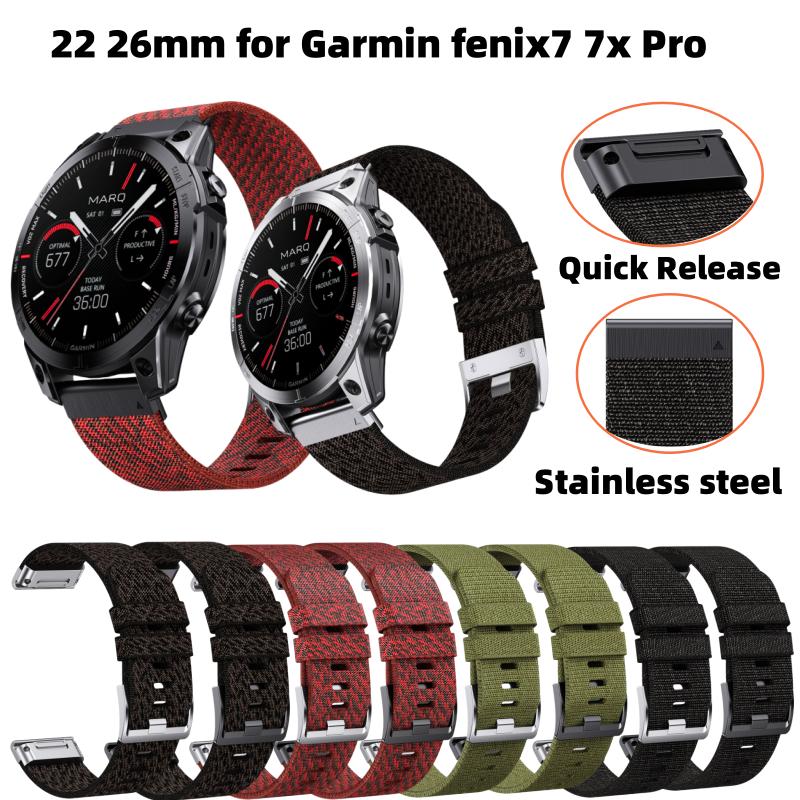 22 26MM Garmin Quick Fit Nylon Watchband Strap for Fenix 7/7Pro/7X/6X/6 Pro/5X/5 Plus6/Epix/Instinct Replaceable Bracelet