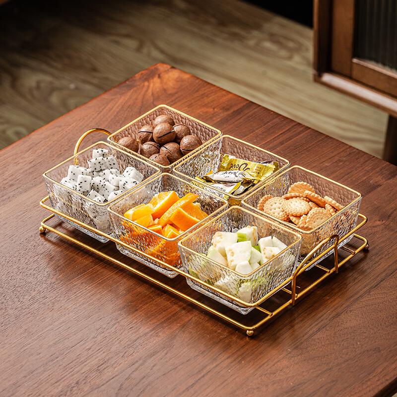 Hammered Glass Divided Snack Platter Set