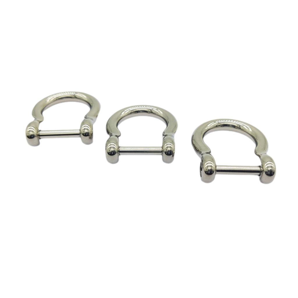 D-Rings Screw In Shackle Horseshoe Buckle Horseshoe Shape D Rings D-Shaped Metal Hoop Replacement for DIY Leather Crafts