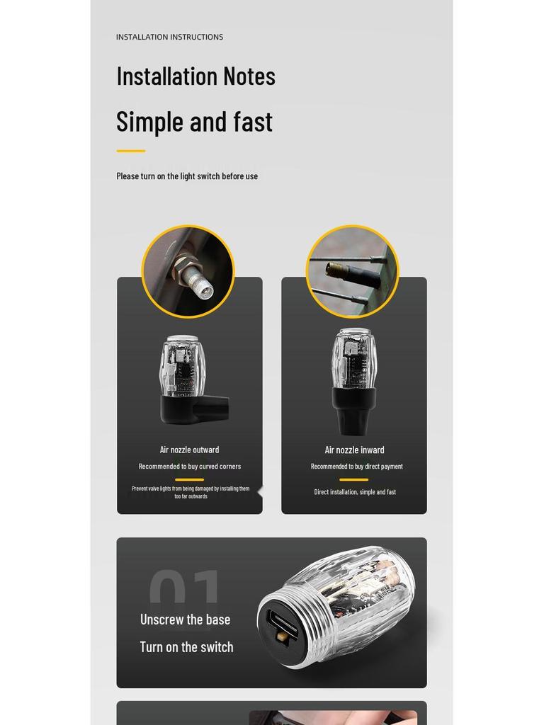 Inteligentne światła do opon i kół z podwójnym czujnikiem Wiatr Ogień