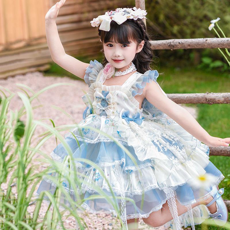 Girls' Summer Princess Flower Fairy Lolita Dress - High-End Formal Birthday Attire