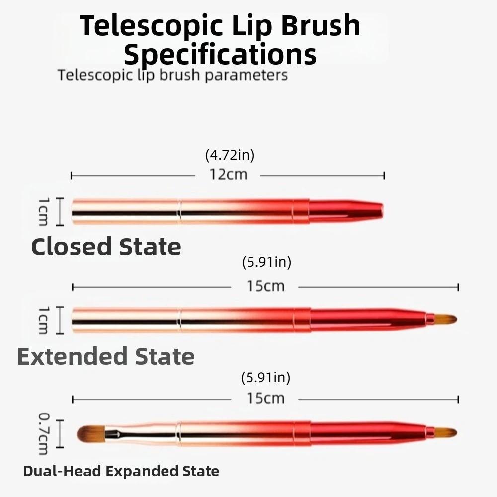 Telescopic Lip Gloss Brush Double-headed Lipstick Brush Portable Retractable Lip Brush Dustproof