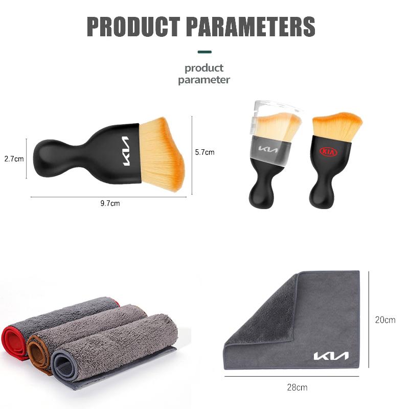 Car Interior Cleaning Tools Microfiber Wash Towels Cleaning Brush For KIA K5 K9 Sorento Ceed Sportage Carnival Stinger Forte EV6 vkcy70