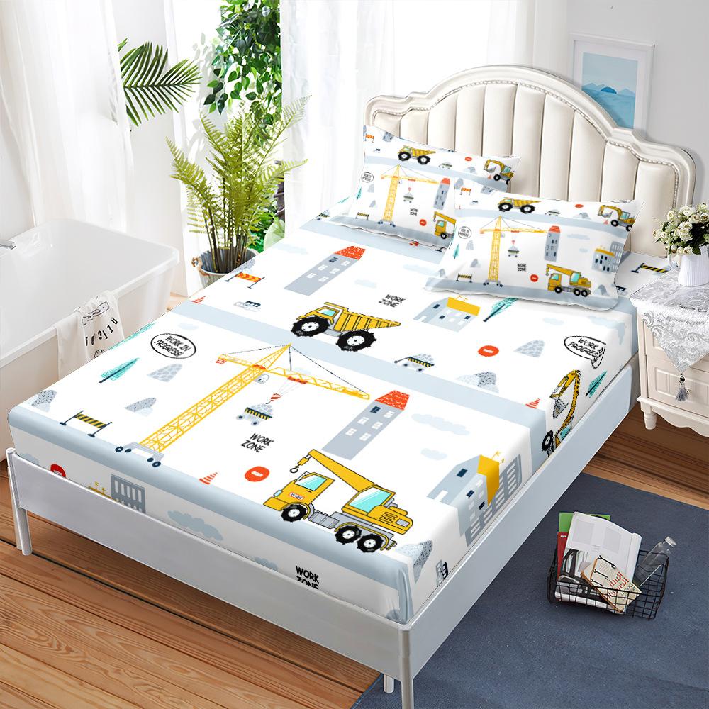Three-Piece Mattress, Mattress Cover, Cartoon Excavator Dust Mattress Protective Cover, Bed Cover