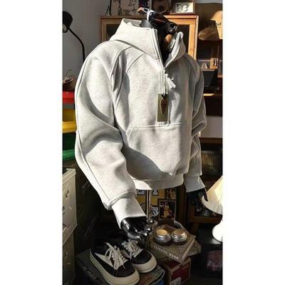 Men's Heavyweight Deconstructed Stand Collar Hoodie Jacket - Cleanfit Stiff Design