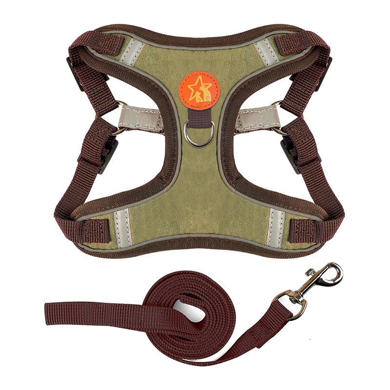 Reflective Breathable Suede Dog Harness and Leash Set for Small Dogs
