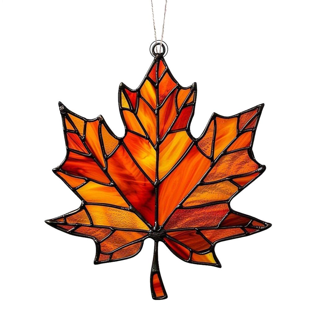 Maple Leaf Stained Acrylic Window Hanging Ornament Maple Leaf Pendant Wall Decoration Fall Leaf Art Decorative For Thanksgiving