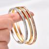 Elegant Stainless Steel Zircon Bangle Cuff Bracelet for Women Openable Wristband Metal Jewelry Accessories Gift for Her