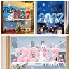 New Year Glass Decal Decorations 2027 Christmas Static Window Clings, Snowman Snowflake Holly Stickers, Festive Home Ornaments Reusable Xmas