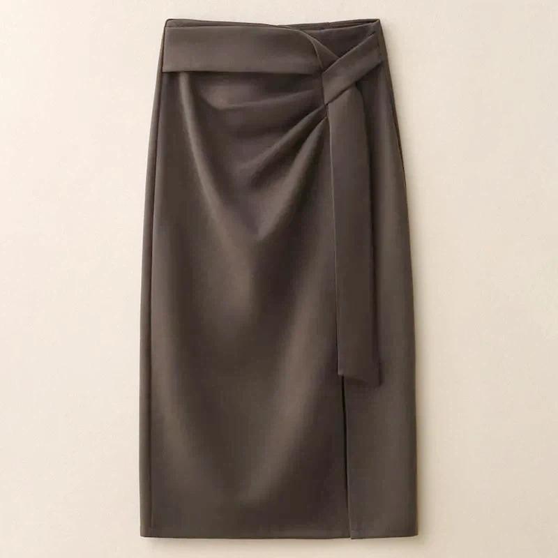 Wollrock Halbkörper Damen Herbst Winter Neu Hochtaillierter Rock Schlank Hüftbetonend Langer Rock