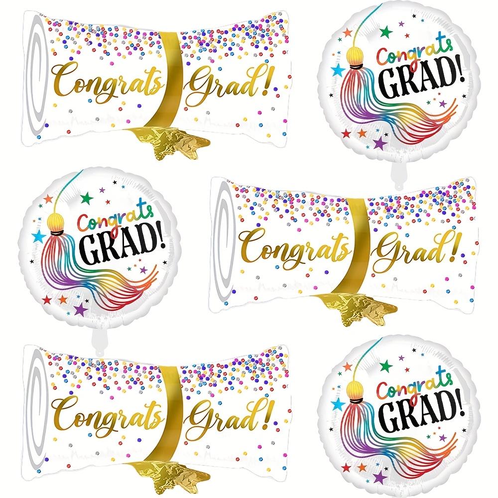 6-Piece Set, 3 Golden Graduation Certificates, 18inch Colorful Graduation Cap Tassels, 3 Graduation English Balloons, Graduation Season Balloon Other