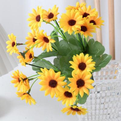 Yellow Artificial Sunflower Bouquets Mini 22 Heads Fake Sunflower with Stem for Home Party DIY Wedding Bouquets Baby Shower Outdoor Indoor Decoration