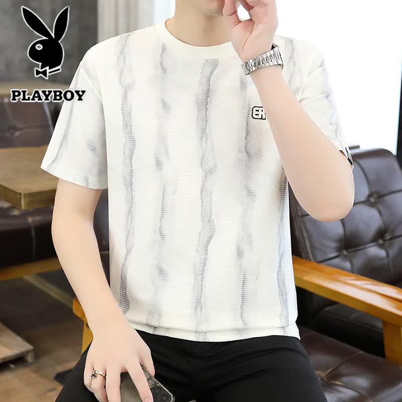 Playboy Men s Summer Tie-Dye Round Neck T-Shirt 4XL