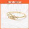 Elegant 18k Gold Plated Diamond Ring For Women With Floral Design And Adjustable Sizes