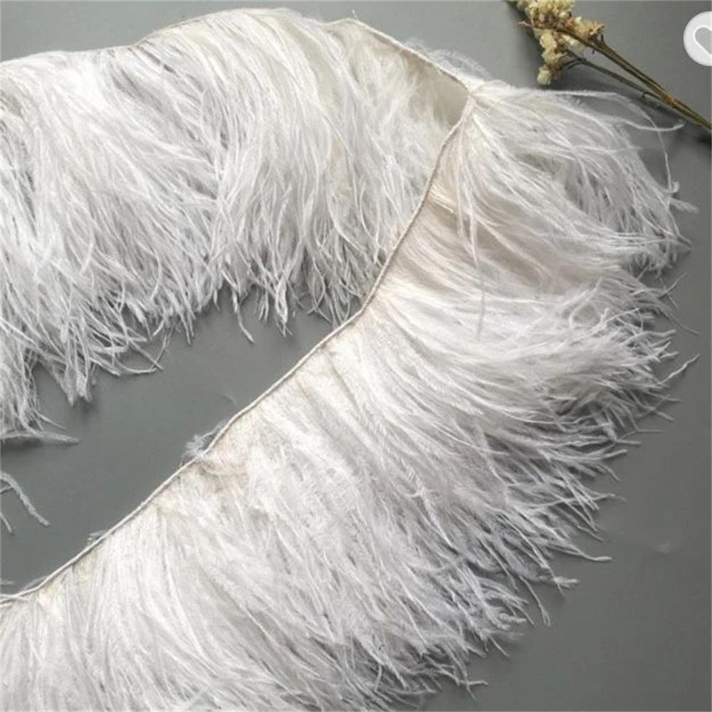 Feather10-15CM Pink Ostrich Feather Trim Fringe No Ribbon for Wedding Party Dress Sewing Accessories 1M Fluffy Multicolor Plumas Fabric