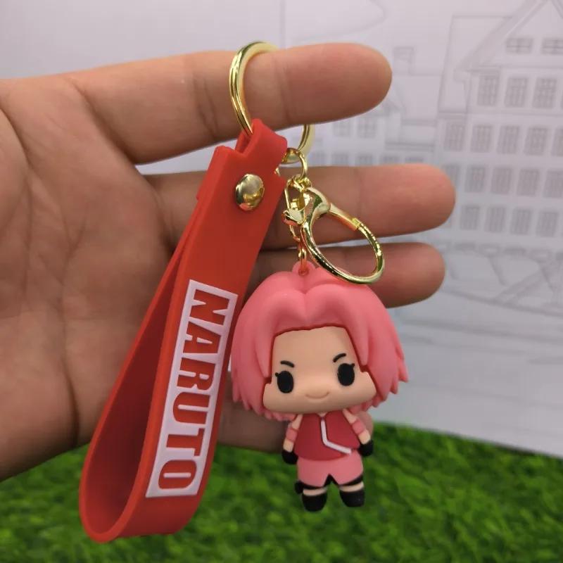 Naruto Keychain Fashion Jewelry Cartoon Cute Figure PVC Keyring Uzumaki Kakashi Action Figures for Men Women Bag Pendant