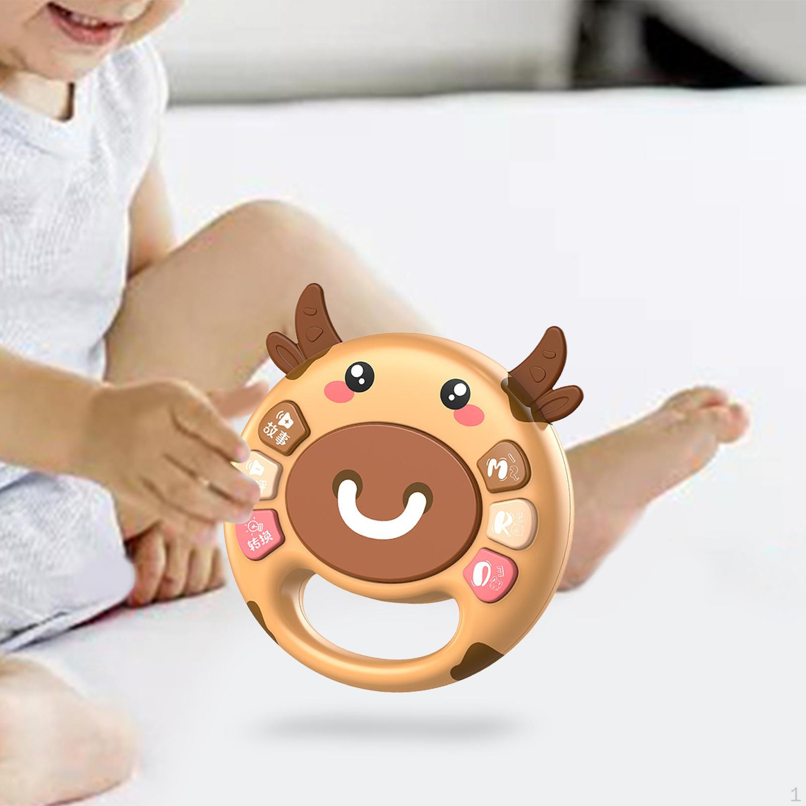 

Детские игрушки-барабаны с подсветкой Музыкальная игрушка со звуком и портативным устройством для раннего развития рук коричневый