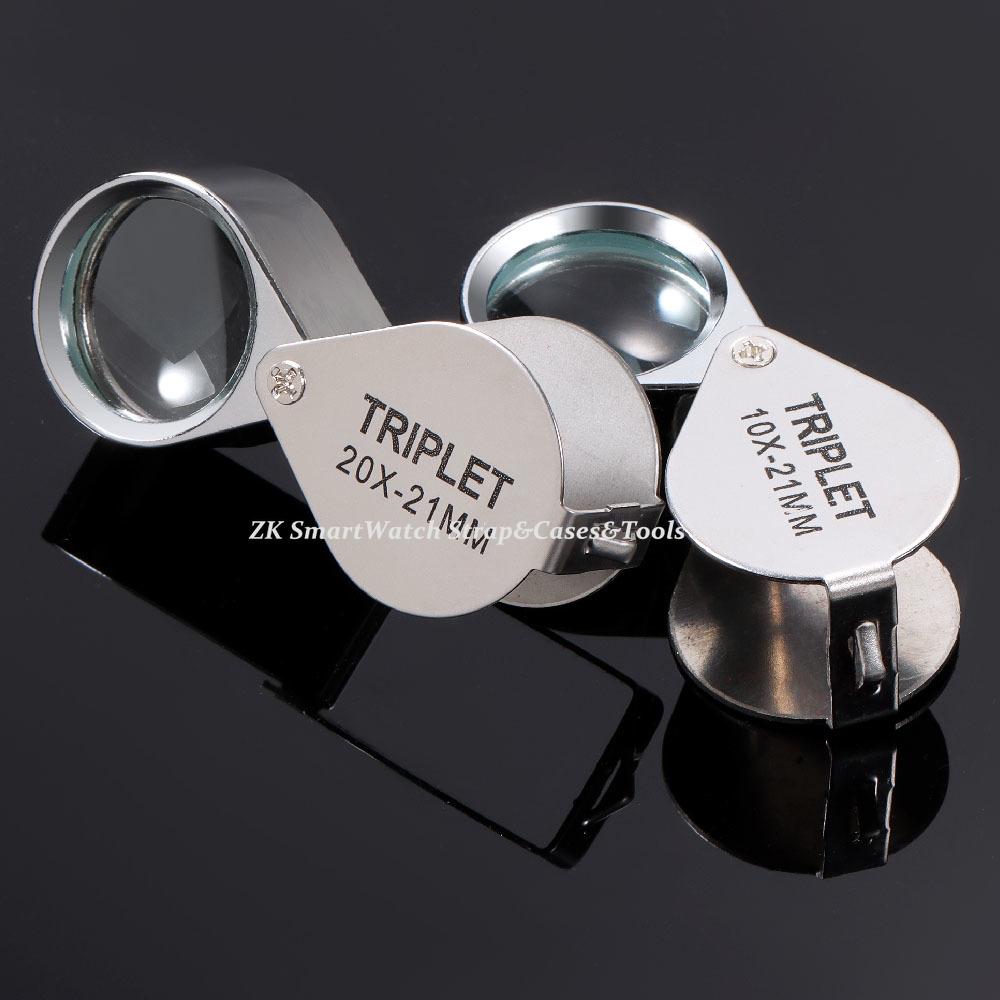 10x 20x 30X 21mm High Magnification Metal Folding Glass Lens Small Portable Jewelry Watch Identification Magnifying Glass Tool