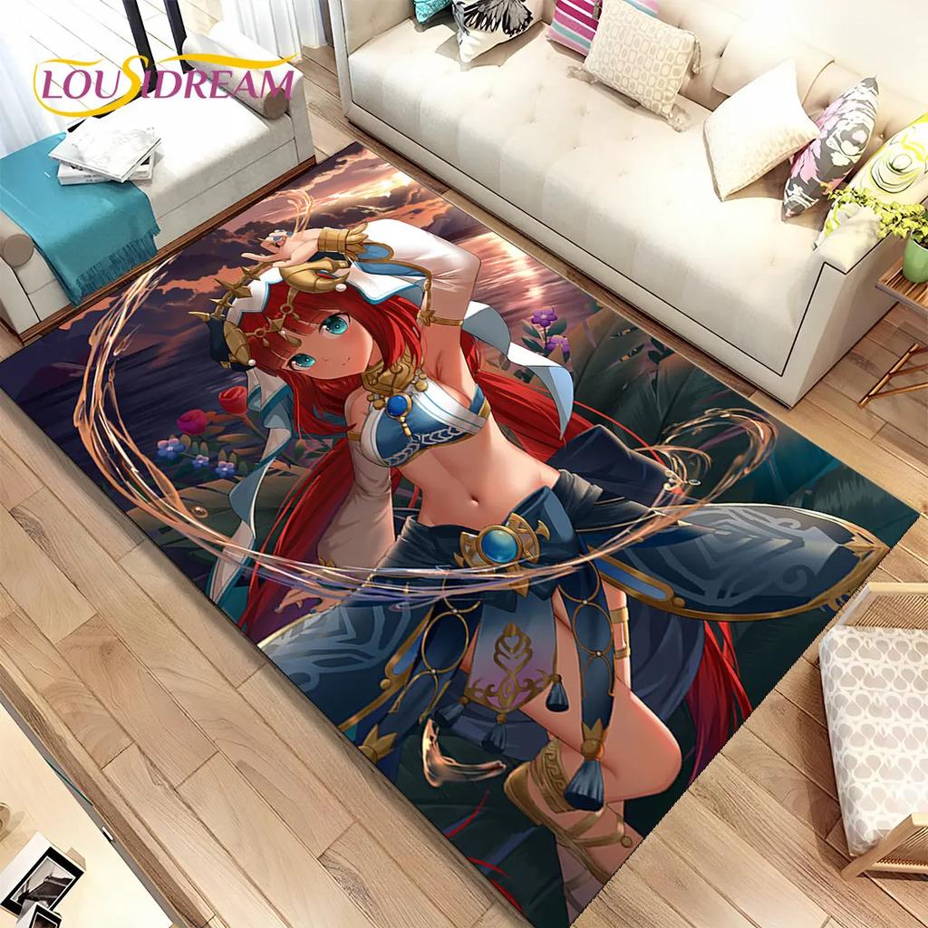 Alfombra de área de juego de dibujos animados de Genshin Impact, Alfombra para el hogar, sala de estar, dormitorio, sofá, felpudo, decoración de cocina, alfombra de piso antideslizante para niños