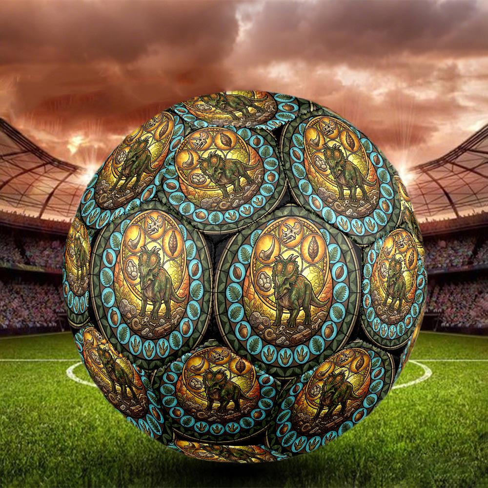 Dinosaur Glass Art Round Football Size 5 Adult Ball Suitable for Training Matches and Outdoor Team.