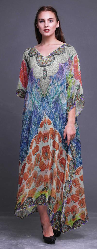Phagun Circle|Floral & Wheel Ethnic Womens Long Beach Kaftan Beachwear Bikini Coverup Maxi