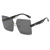 Trimmed Rimless Sunglasses, Large Frame Trendy Sunglasses, Women'S Big Face Plain Glasses
