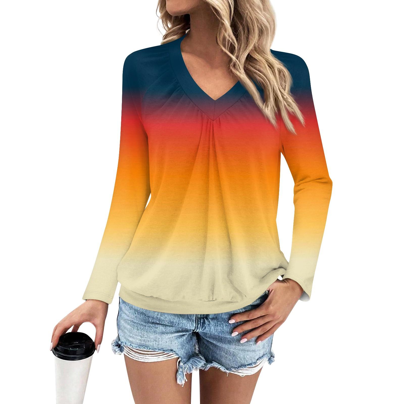 

Женская мода V-образный вырез с открытыми плечами плиссированная повседневная с длинным рукавом XL шафрановый