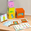 Wooden Boxes Stacking Tower Kid Montesorri Color Shape Recognition Toy Flash Cards Matching Toys Early Learning Christmas Gift