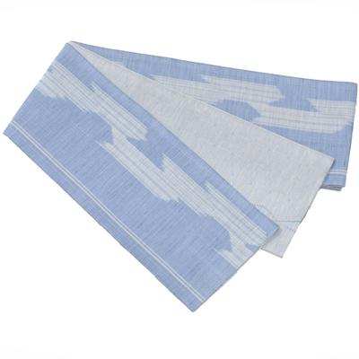 [Warakugure] Kiryu-ori Reversible Yukata Obi (Sash) - Arrow Feather Pattern - Made In Japan (Light Blue)