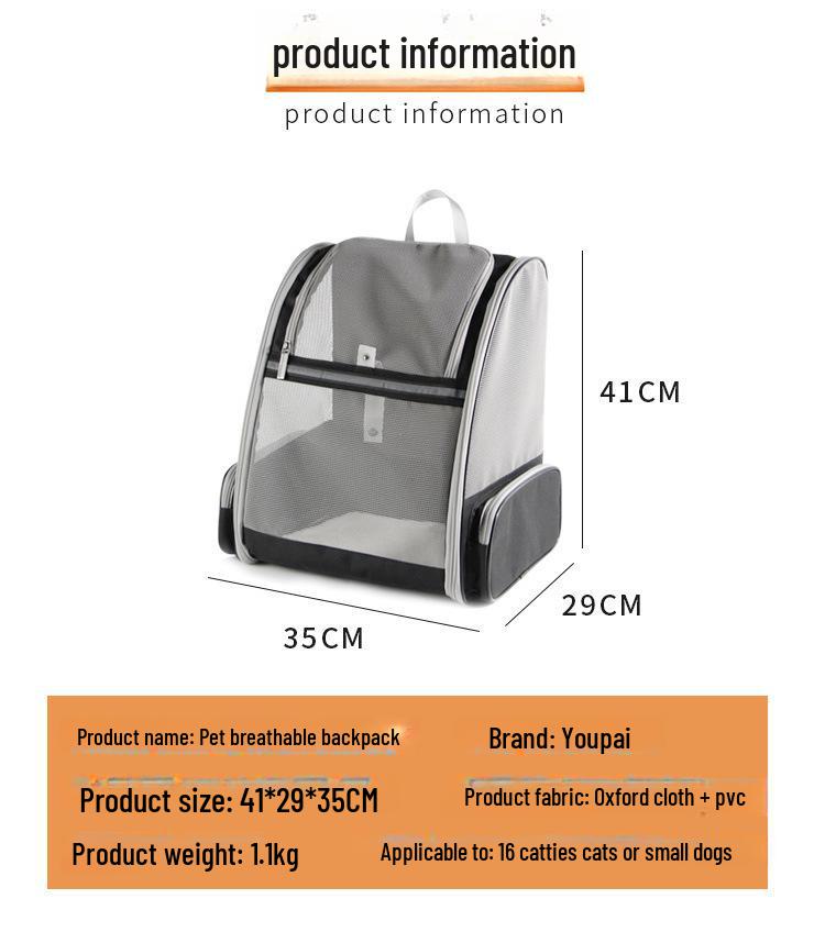 Sac à dos portable à double bandoulière pour chat - Sac de voyage pliable, tendance et de grande capacité pour animaux de compagnie