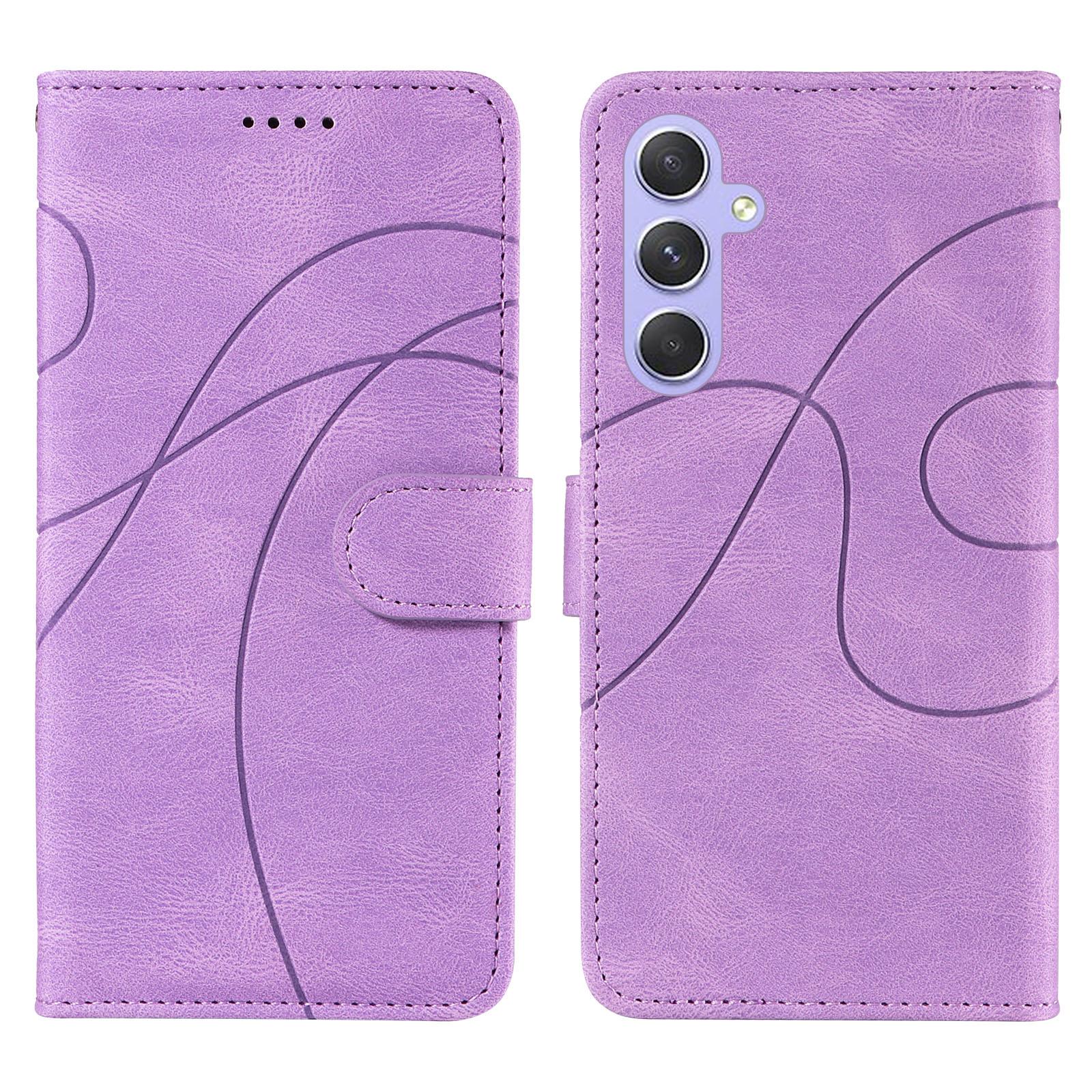 

For Samsung Galaxy A54 5G Wallet Case Leather Phone Cover Stand with Curved Line Design
