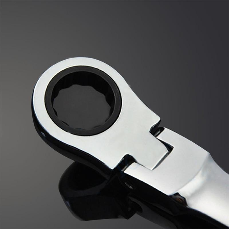 1PC Cheie cu clichet cu cap flexibil Cheie metrică cu clichet cu capăt deschis și chei inelare