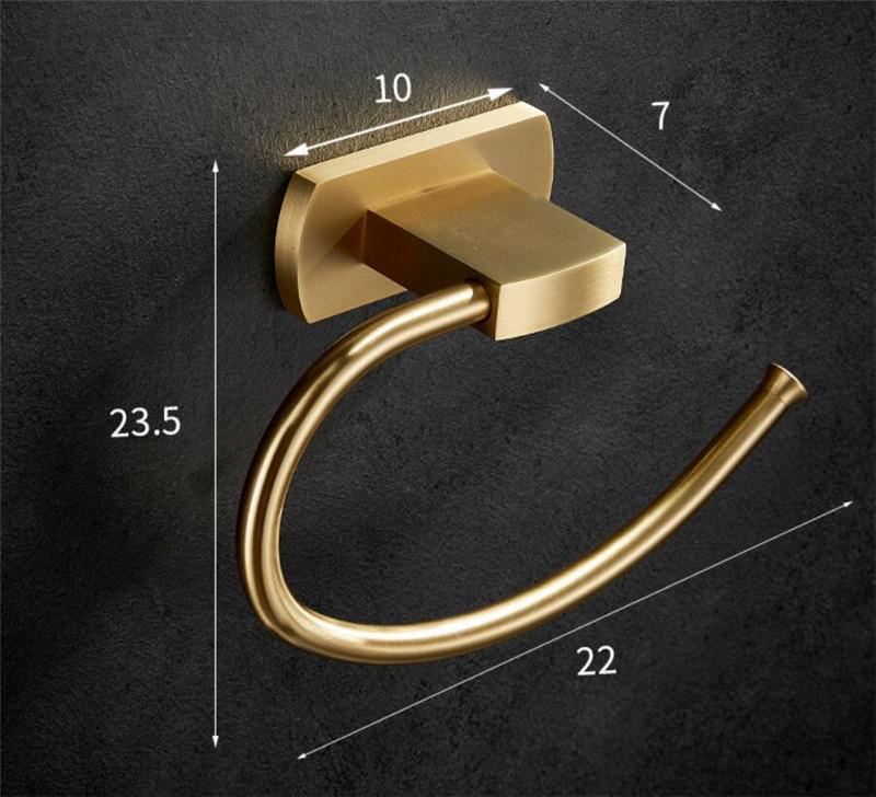 Brushed Gold Bathroom Accessories Towel Rack,Paper Holder Toilet Brush Holder,Towel Ranger,Hooks Brass  Bath Hardware