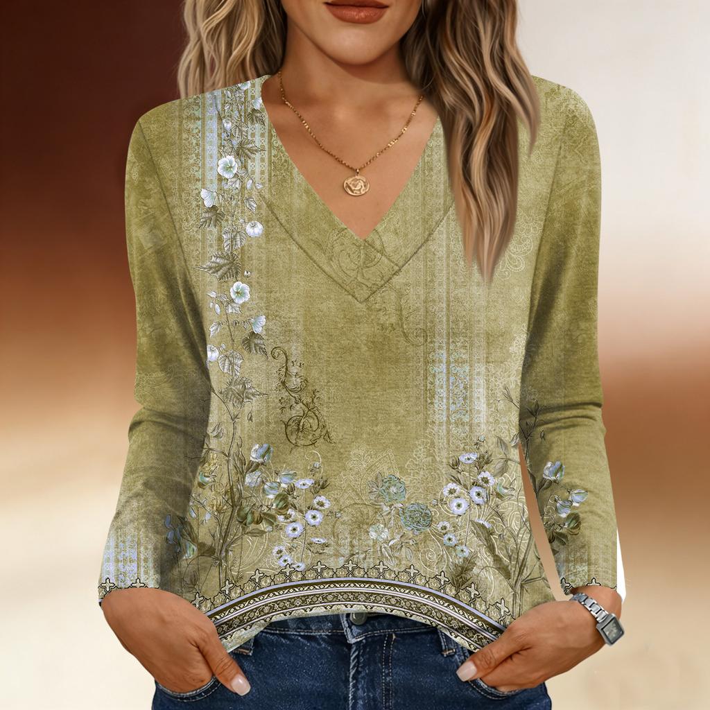 Long Sleeve Shirts For Women Cute Print Graphic Tees Blouses Casual Plus Size Basic Tops Pullover