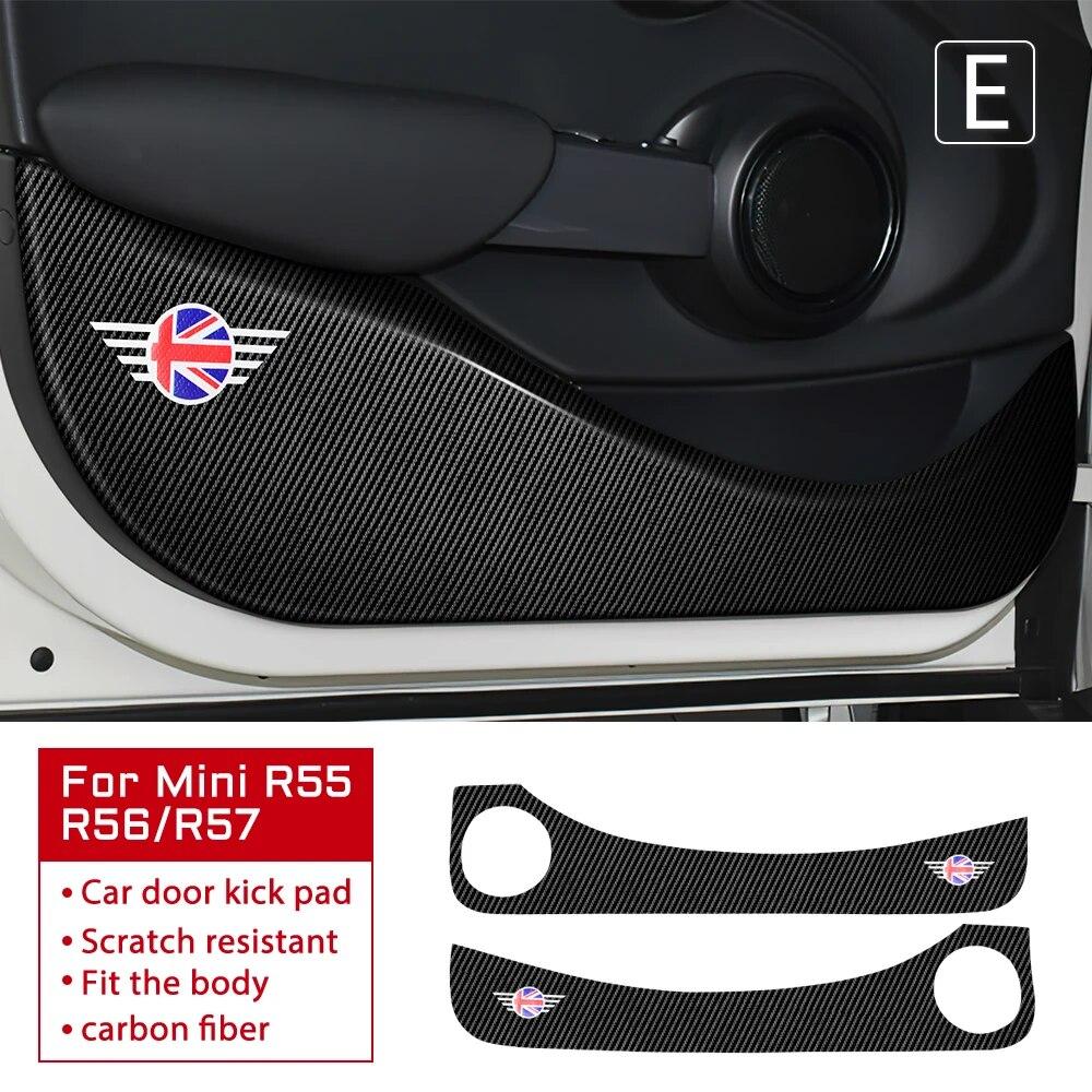 Leather Carbon Fiber Texture Protection Sticker Car Door Anti Kick Pad For BMW Mini Cooper S F54 F55 F56 F60 R56 R60 Countryman