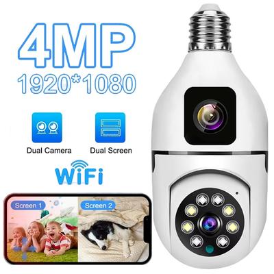 4MP E27 Podwójny obiektyw Bulb Camera APP V380 WiFi 1080P Night Vision 360 Kamera PTZ Śledzenie człowieka Monitor bezpieczeństwa CCTV Dwukierunkowa rozmowa