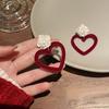 New Fashionable Flocked Earrings, Silver Needle Bow Earrings, High-end Feeling, Niche Red Earrings