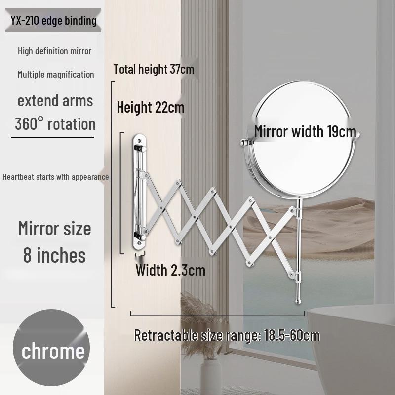 Double-Sided Retractable Wall-Mounted Vanity Mirror for Makeup and Dressing