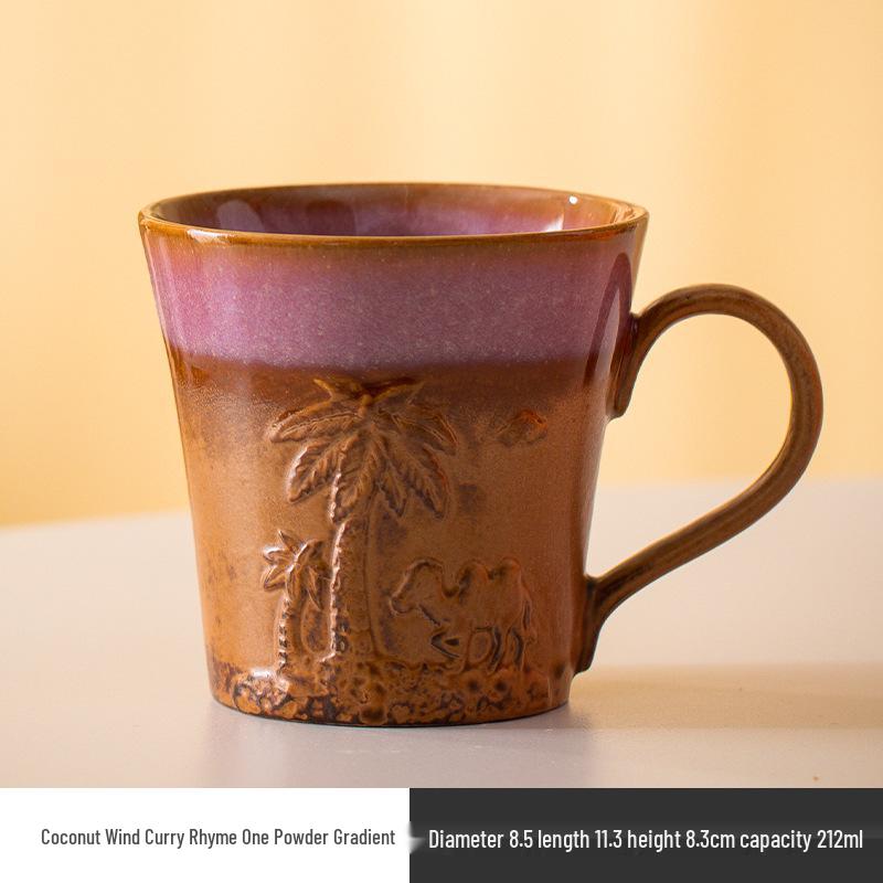 Retro Ceramic Mug: Japanese Kiln-Fired Coffee & Tea Cup