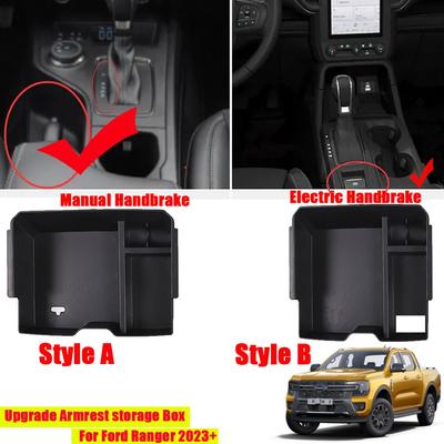 New Upgrade Armrest Box Storage Tray Rib Fin Strong Organizer Holder For Ford Ranger T9 2023+