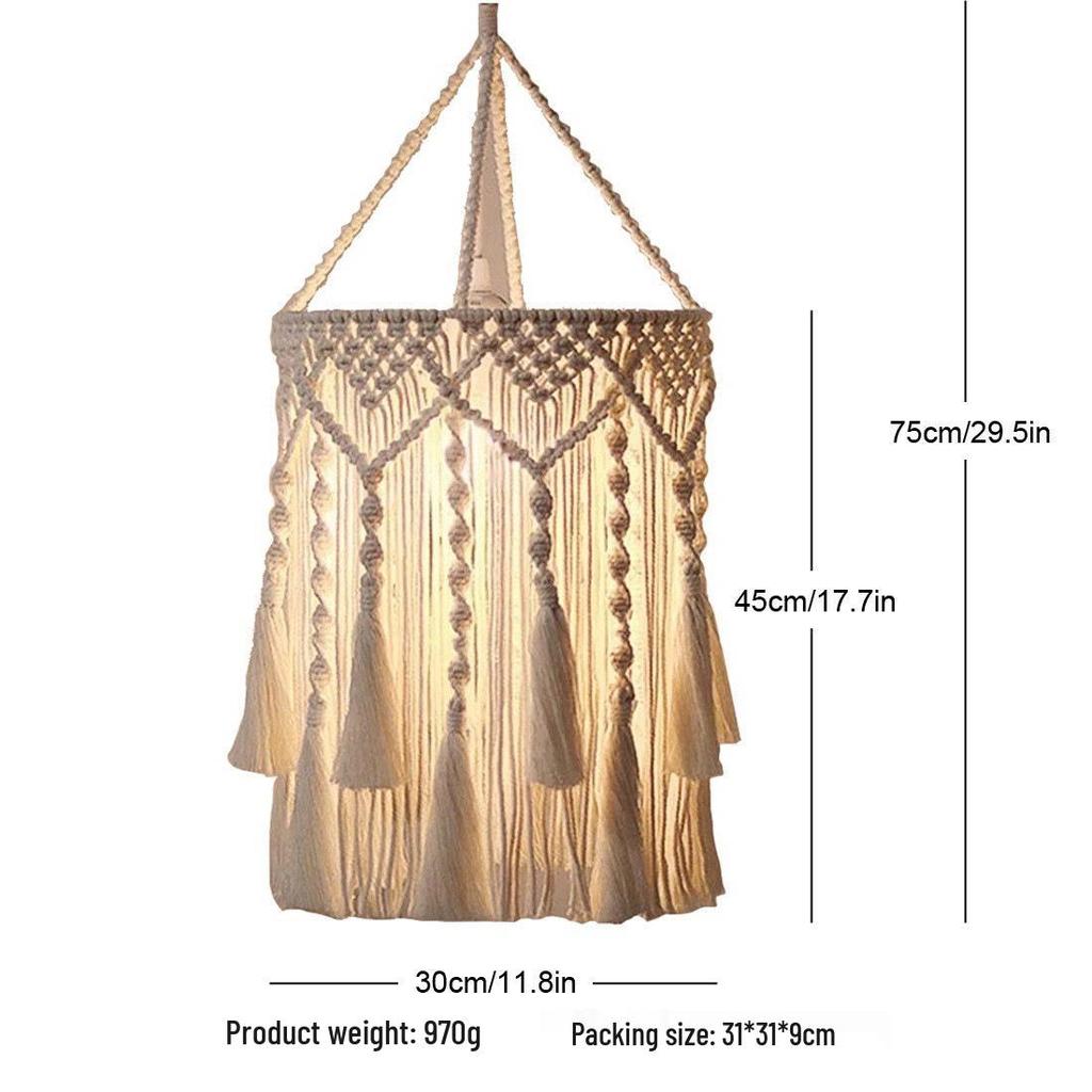 Handmade Nordic Bohemian Cotton Rope Lampshade Pendant Light for Home Décor