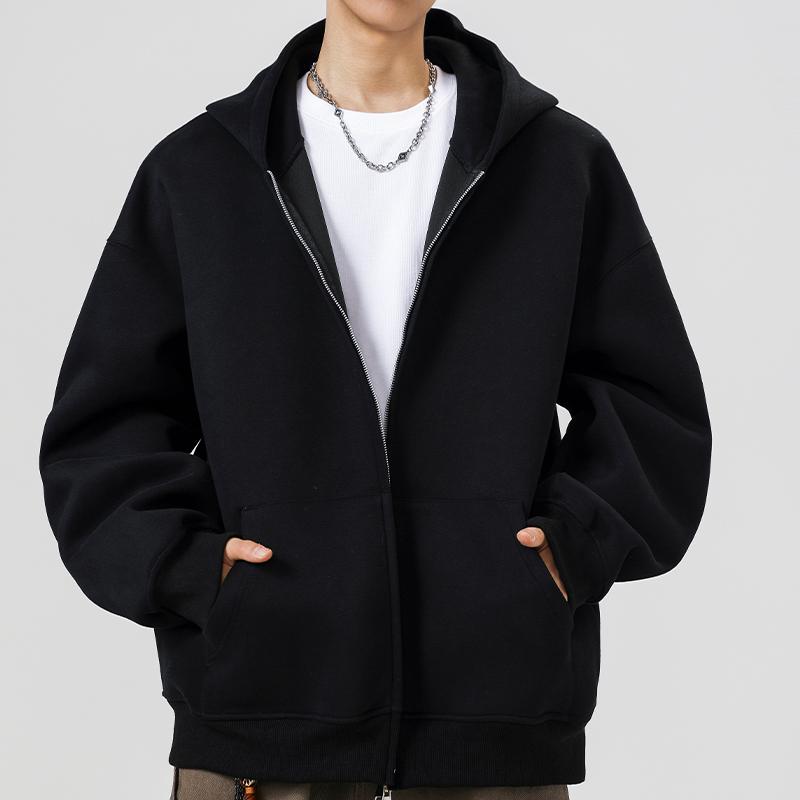 Men Zipper Hoodies Autumn Winter Men Long Sleeve Hooded Sweatshirt Fashion Male Casual Outfit Sportwear Loose Fit Hoodie