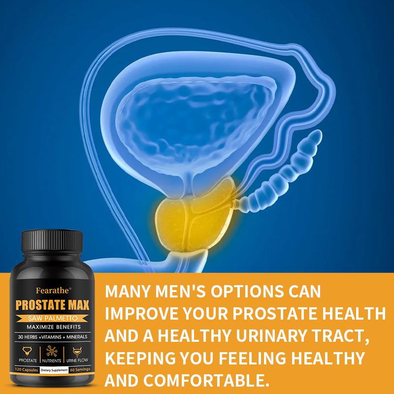 Saw Palmetto Capsules for Men, 30 Herbal Blend with Vitamins & Minerals, 120 Vegetarian Capsules, Dietary Supplement