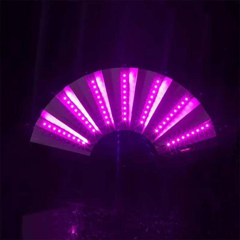 Portable Glow Folding LED Fan Colorful Glowing Hand Fan Dancing Light Fan  Rave Festival