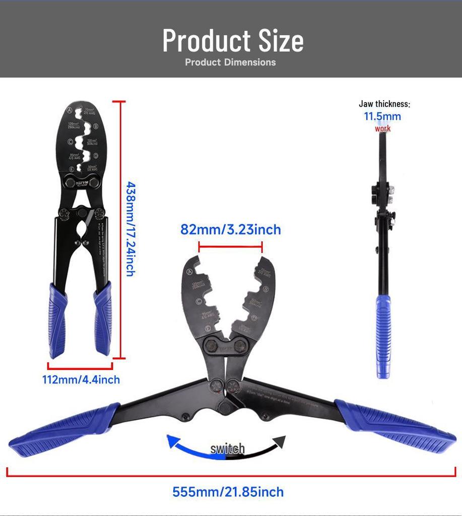 European Style Tubular Terminal Crimping Pliers - YEJ-150WF Quick Wire Connector, B Type Crimping Tool, YEFYM