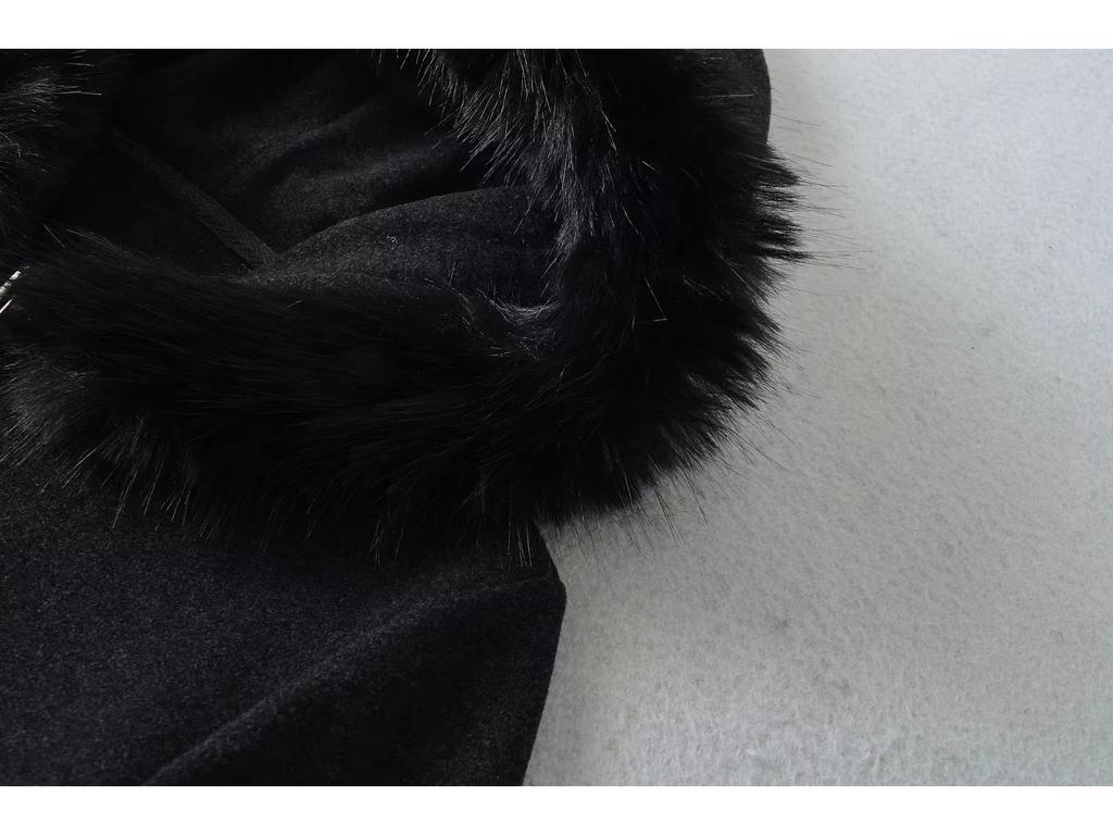 Autumn/Winter Outfit Set: Detachable Fur Collar Hoodie Fleece Jacket & Slim Flare Pants.